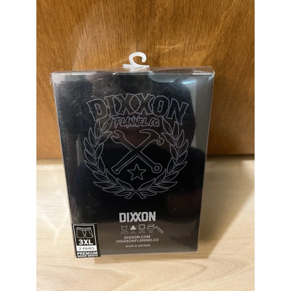 NIB Dixxon Flannel Company Men's 3XL Premium Boxer Briefs Blue/Gray Logo 2 Pairs
